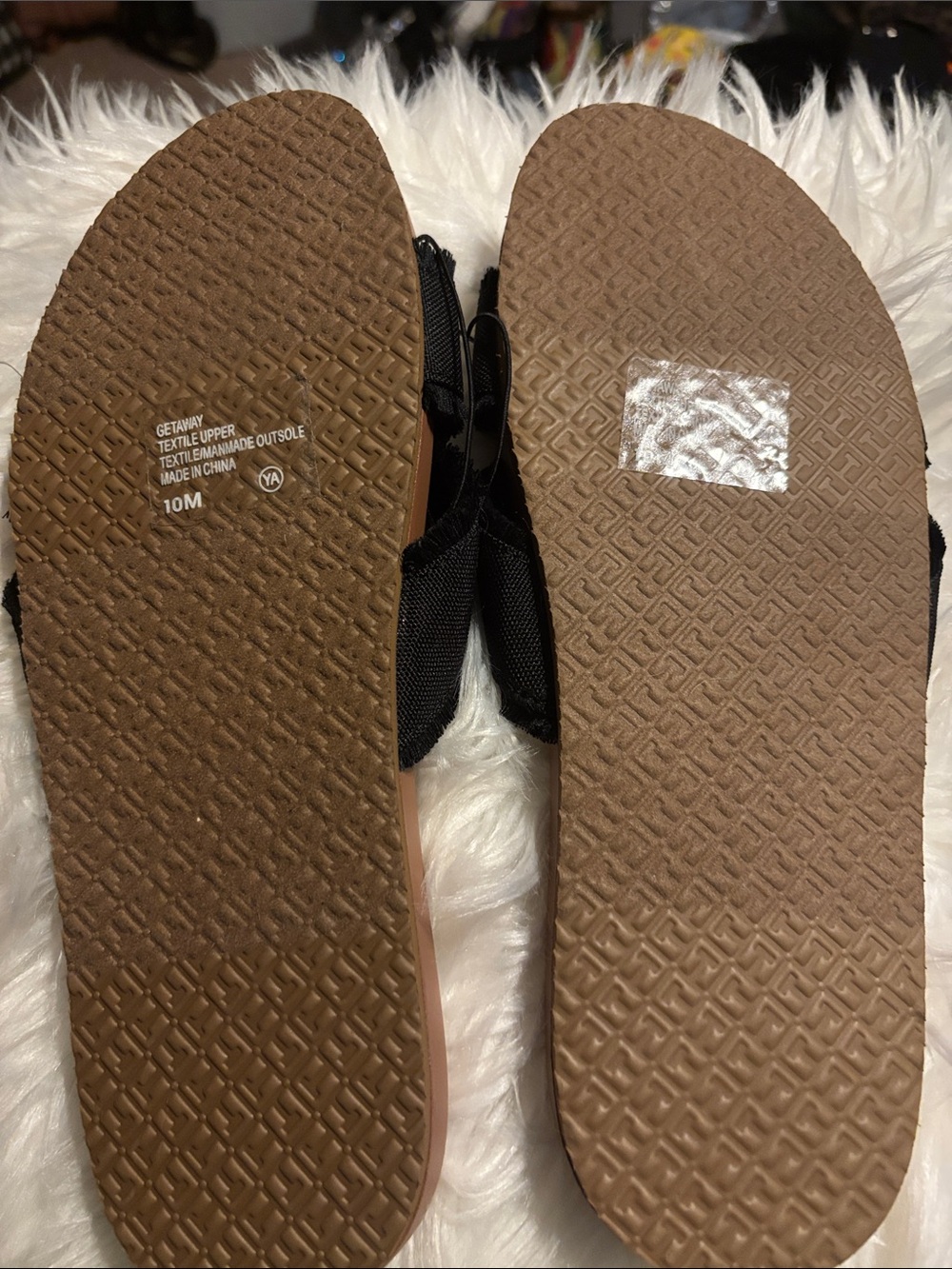 pop Women’s Black Fabric-Knot Slide Sandals with Brown Footbed - Picture 2 of 3